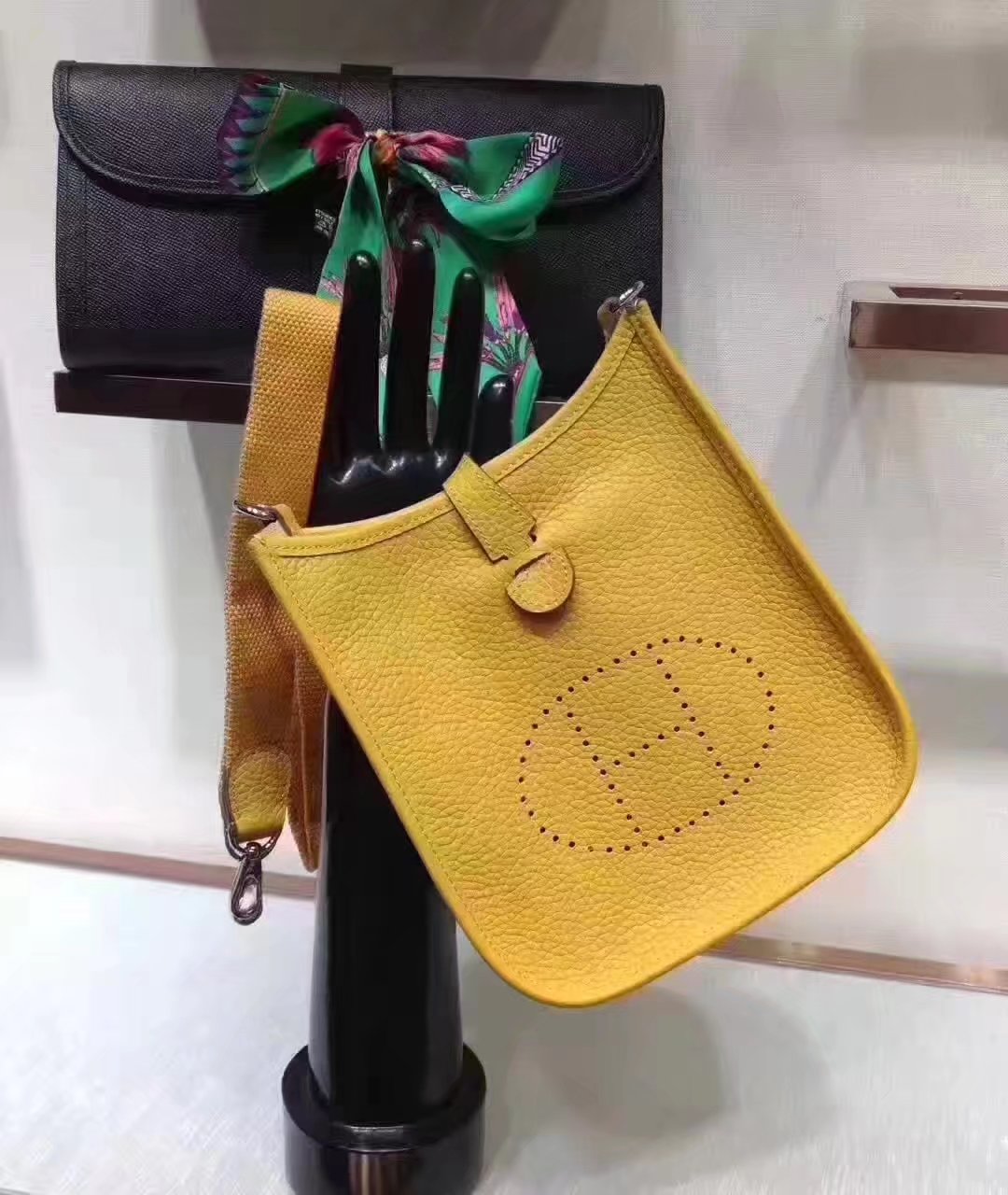 Hermes Evelyne Mini Leather Bag Yellow