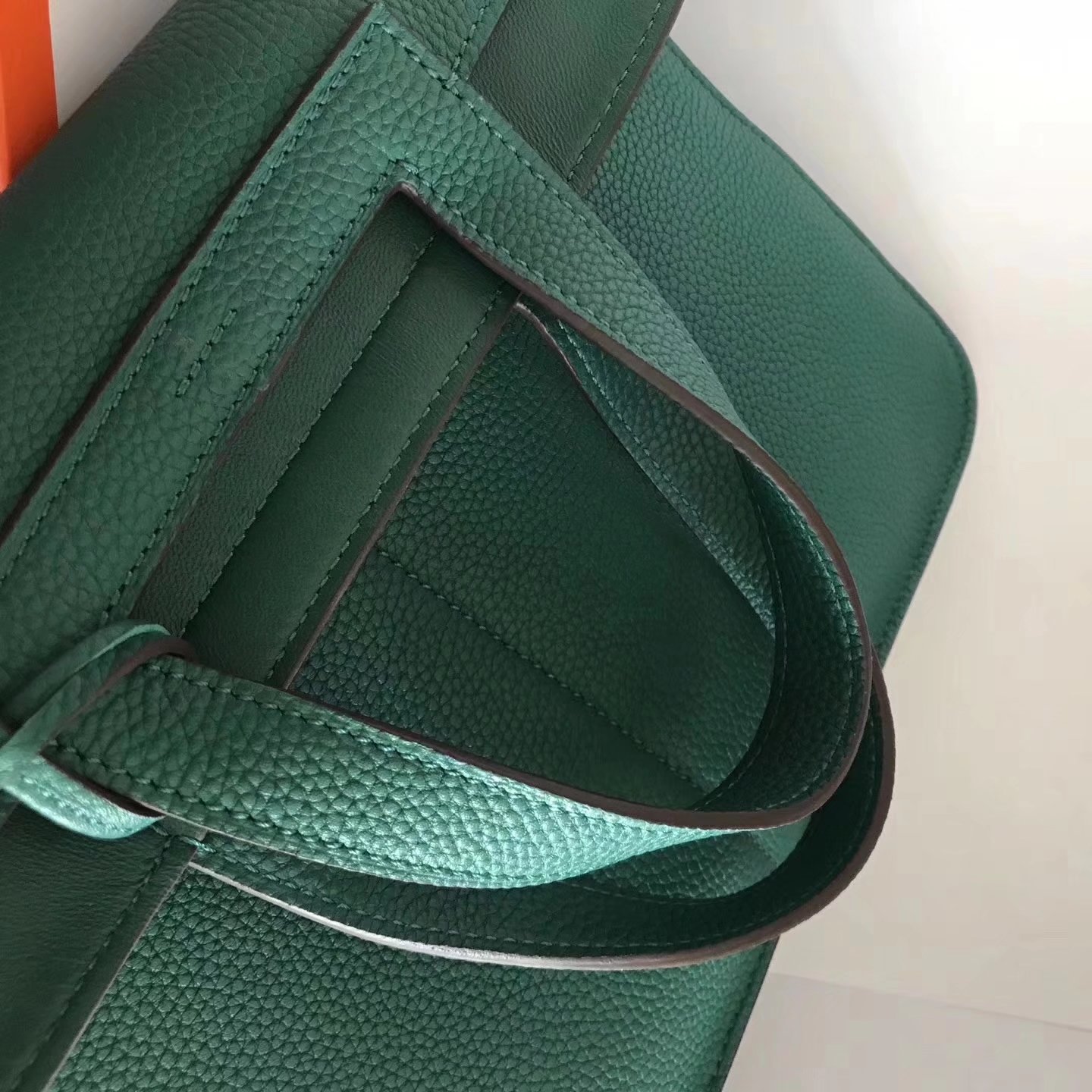 Hermes Halzan 31cm Malachite Swift Calfskin Bag