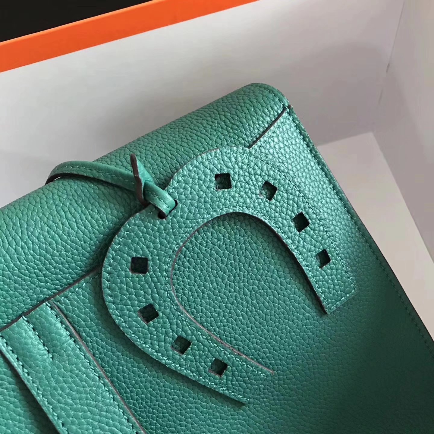 Hermes Halzan 31cm Malachite Swift Calfskin Bag