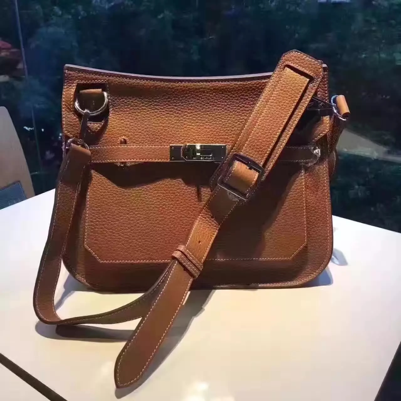 Hermes Jypsiere Leather Shoulder Bag Coffee