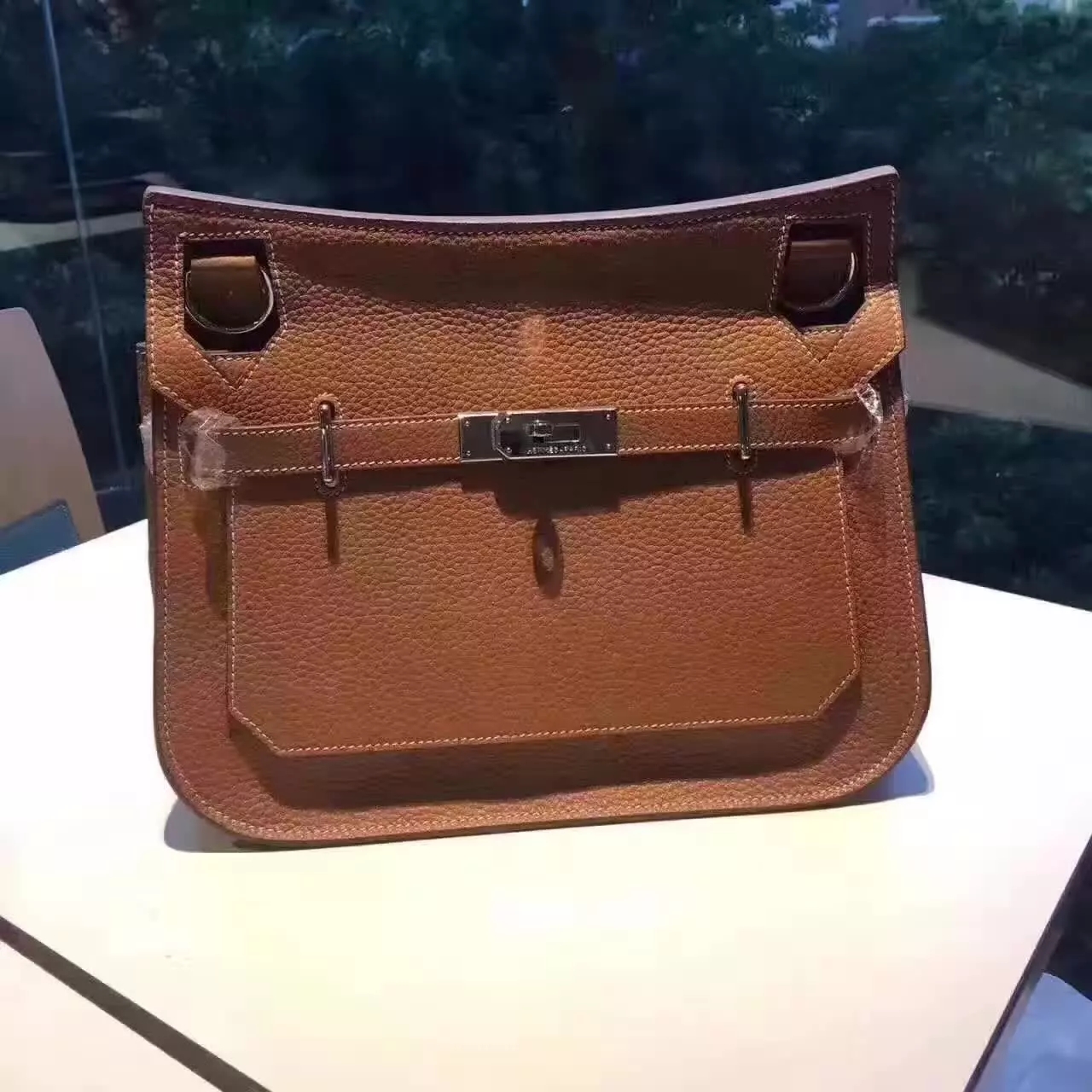 Hermes Jypsiere Leather Shoulder Bag Coffee