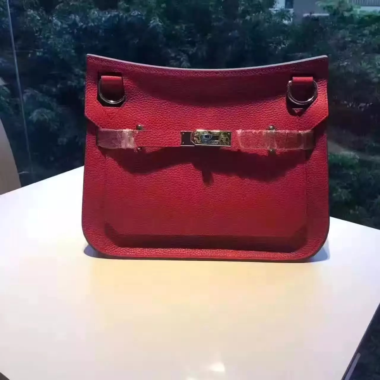 Hermes Jypsiere Leather Shoulder Bag Dark Red