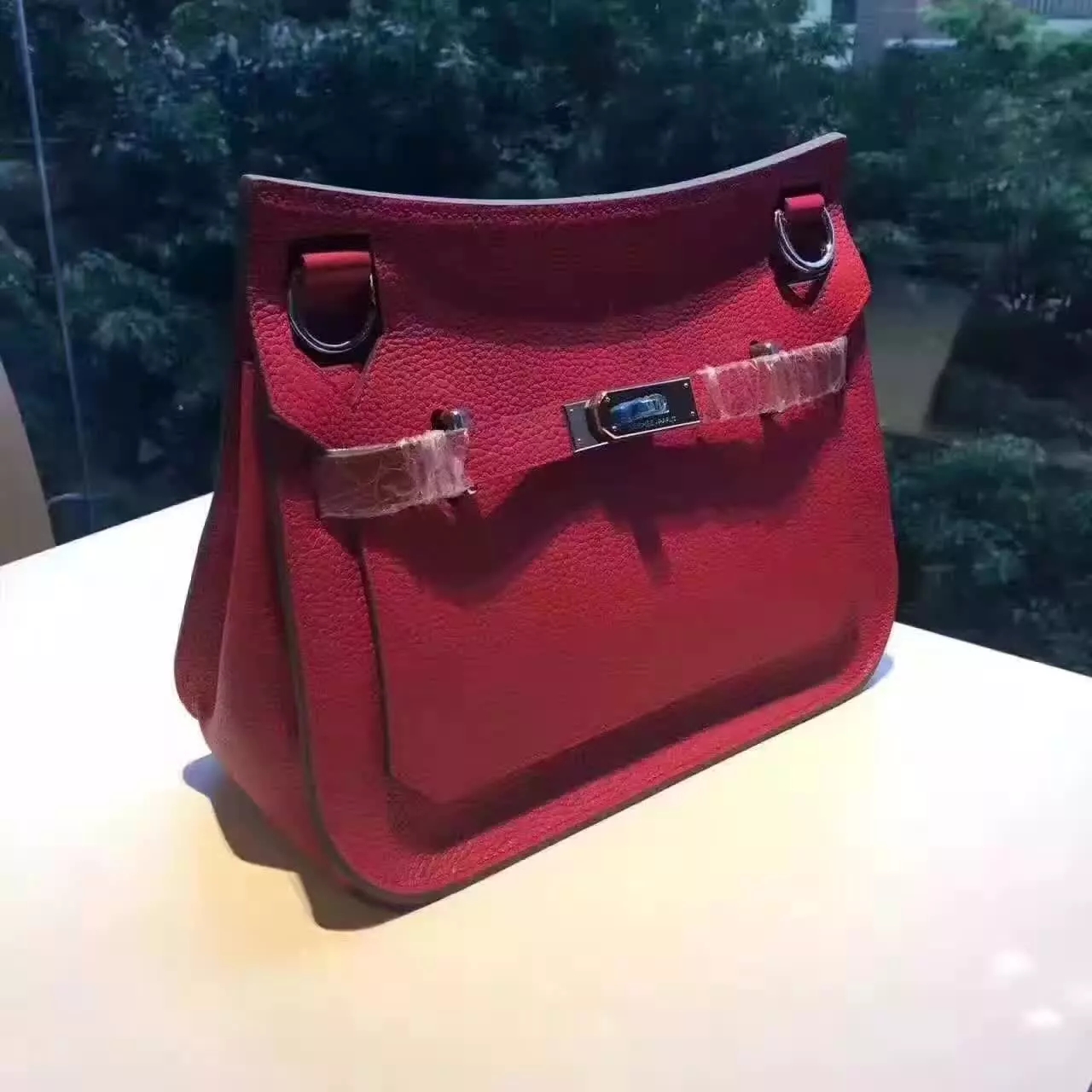 Hermes Jypsiere Leather Shoulder Bag Dark Red