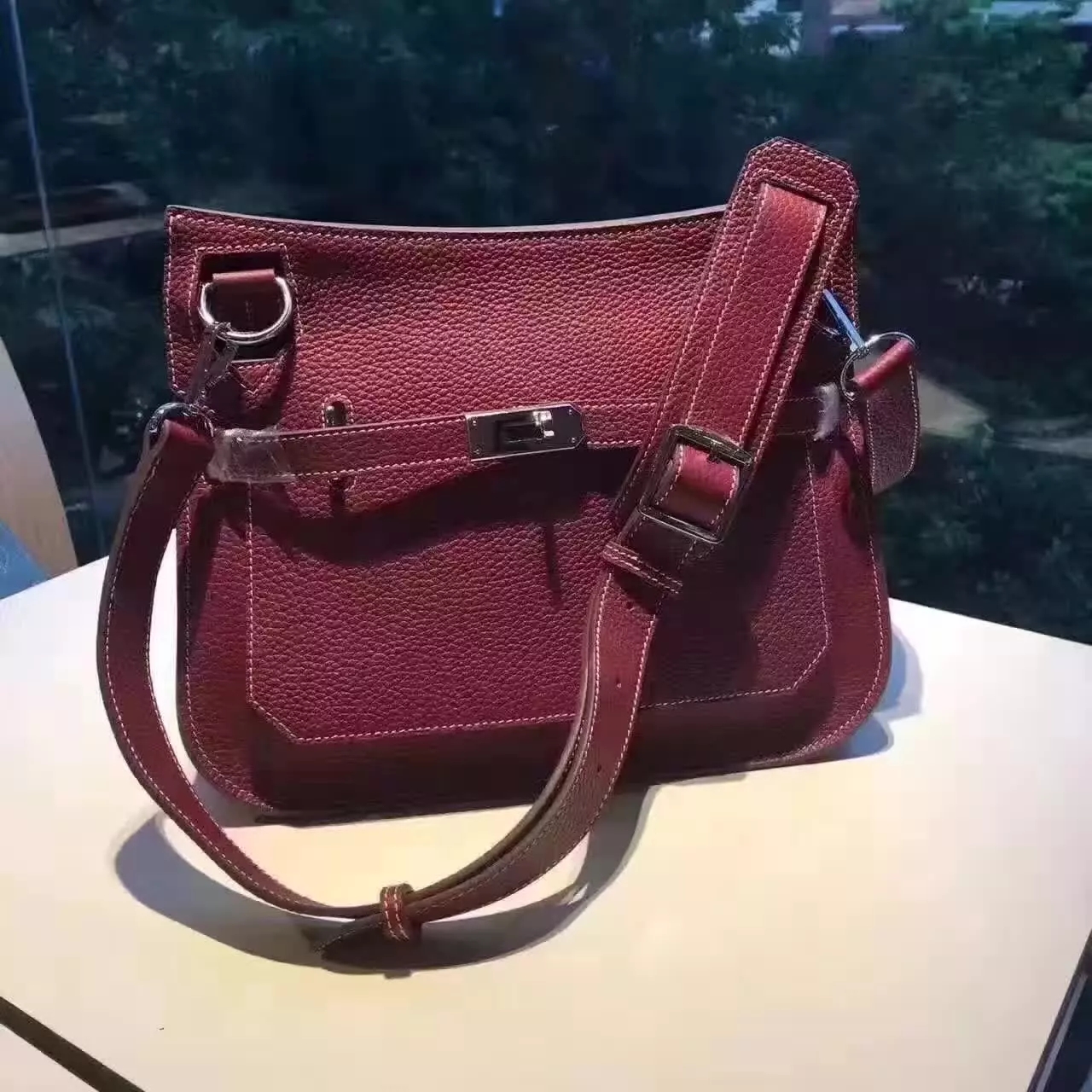 Hermes Jypsiere Leather Shoulder Bag Red