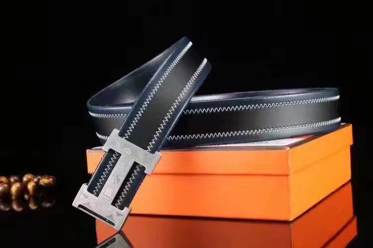 Hermes Leather Reversible Black Belt With H Logo Buckle 003