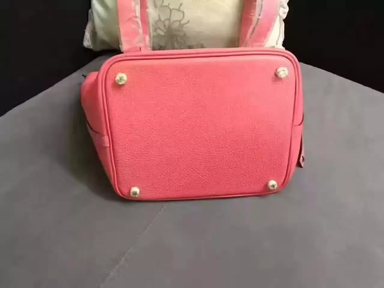 Hermes Picotin Lock Gold Leather Bag Pink