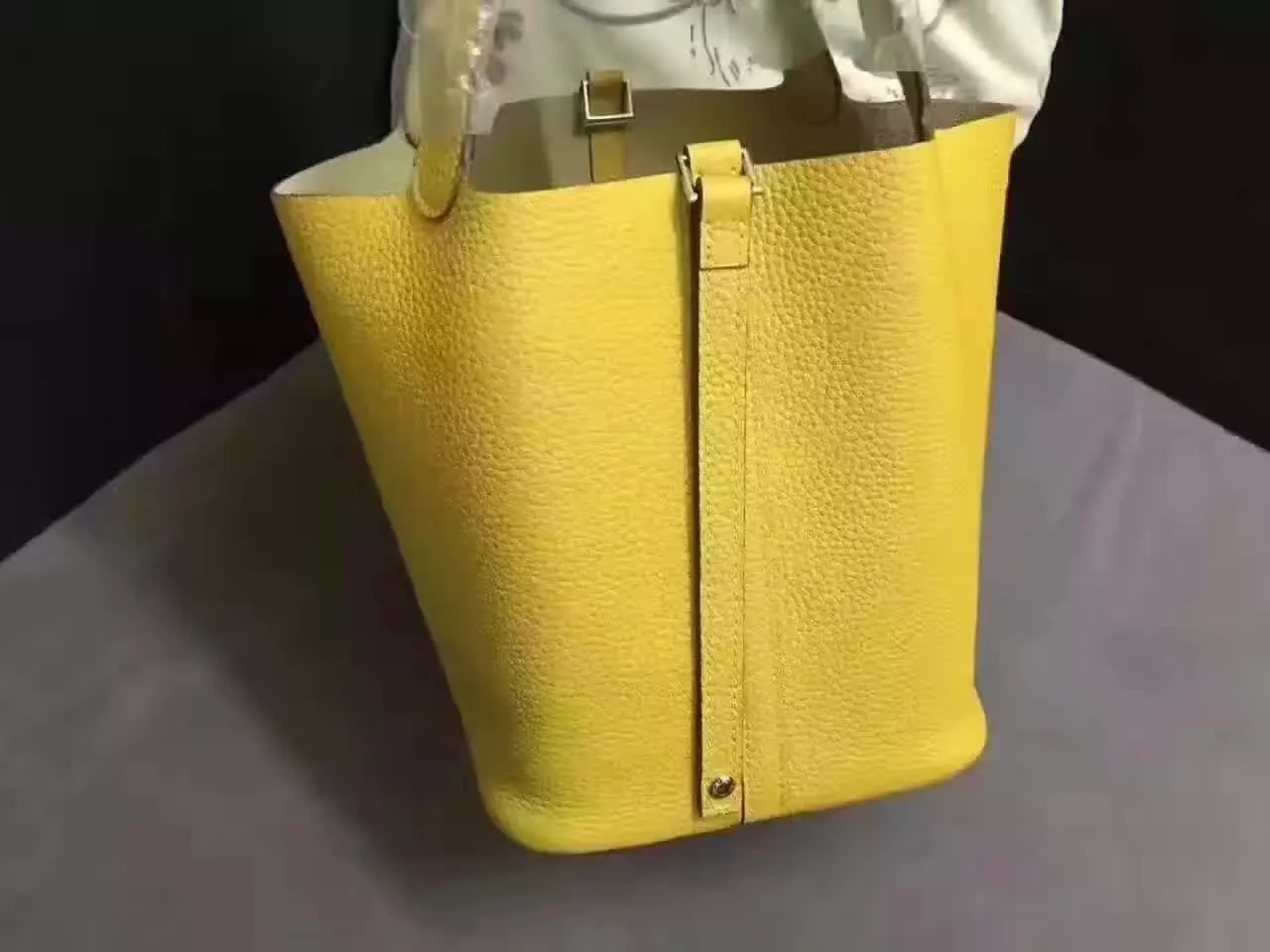 Hermes Picotin Lock Gold Leather Bag Yellow