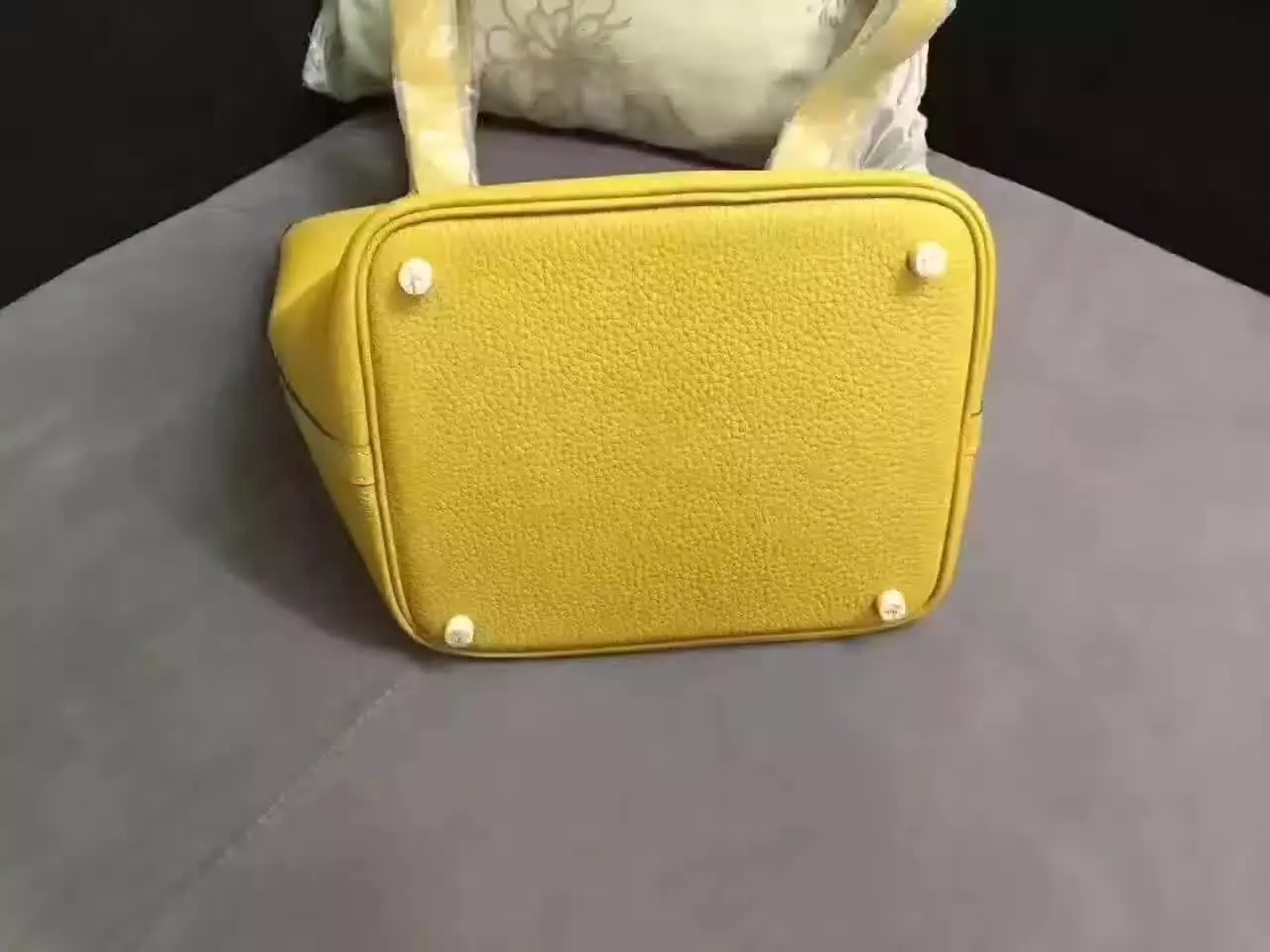 Hermes Picotin Lock Gold Leather Bag Yellow