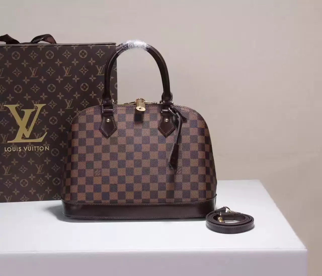 Hot Sale Louis Vuitton M53151 Alma Pm Damier Ebene Canvas Handbags