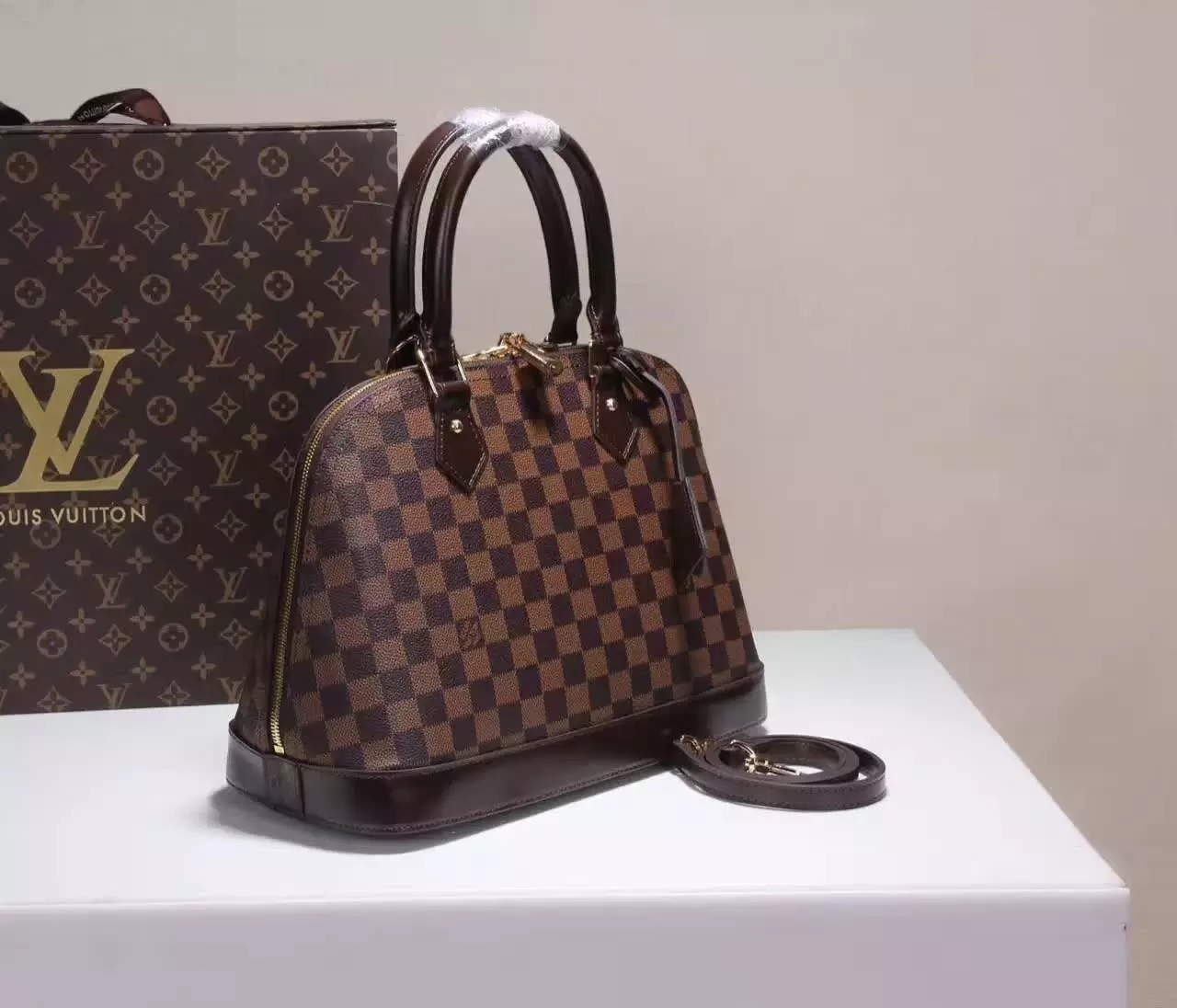 Hot Sale Louis Vuitton M53151 Alma Pm Damier Ebene Canvas Handbags