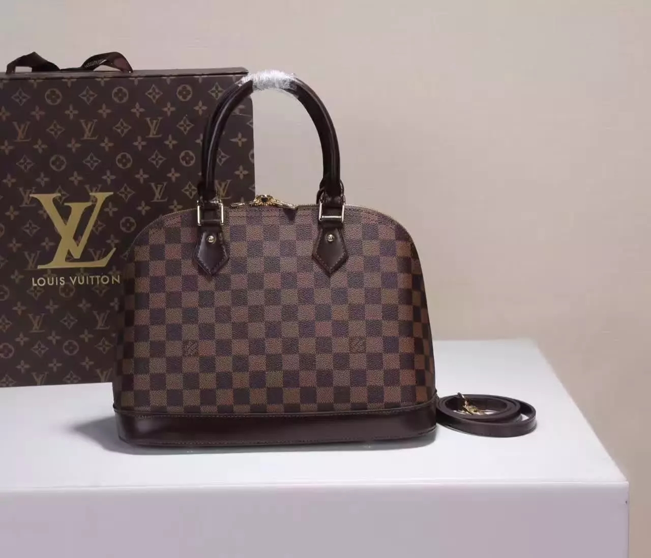 Hot Sale Louis Vuitton M53151 Alma Pm Damier Ebene Canvas Handbags