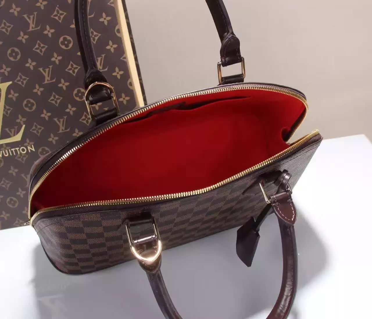 Hot Sale Louis Vuitton M53151 Alma Pm Damier Ebene Canvas Handbags