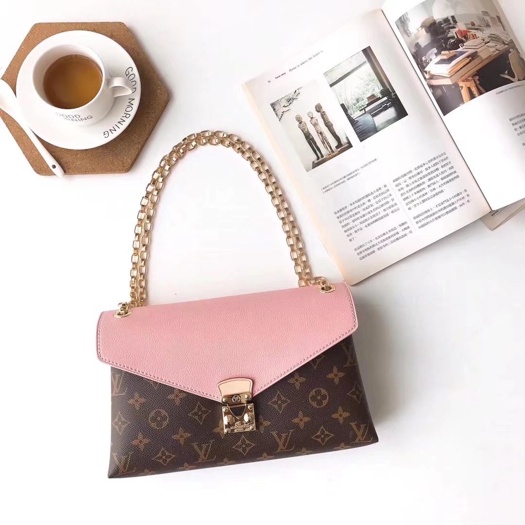 Louis Vuitton M41200 Monogram Pallas Chain Shoulder Bags Pink