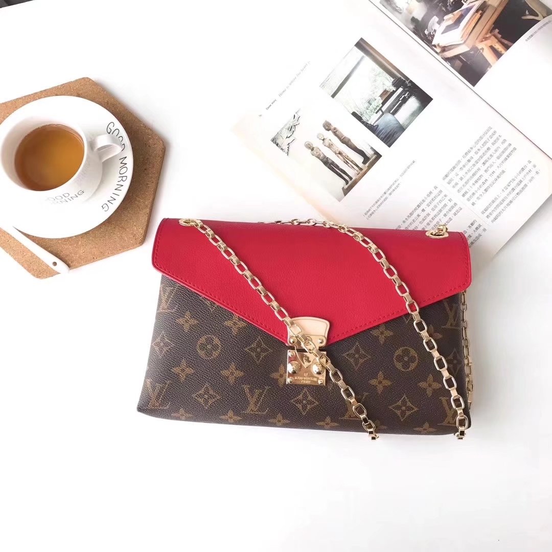 Louis Vuitton M41200 Monogram Pallas Chain Shoulder Bags Red