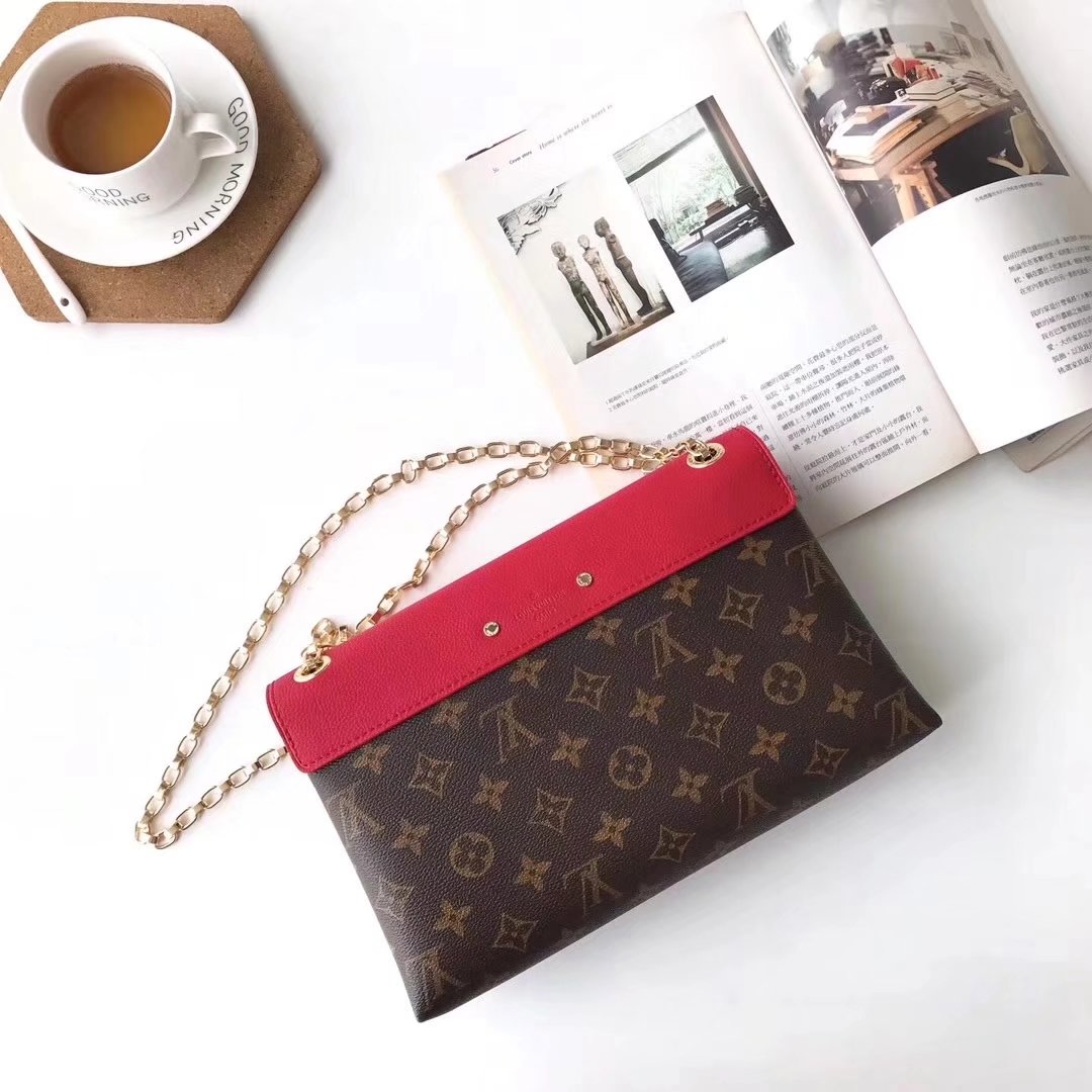 Louis Vuitton M41200 Monogram Pallas Chain Shoulder Bags Red