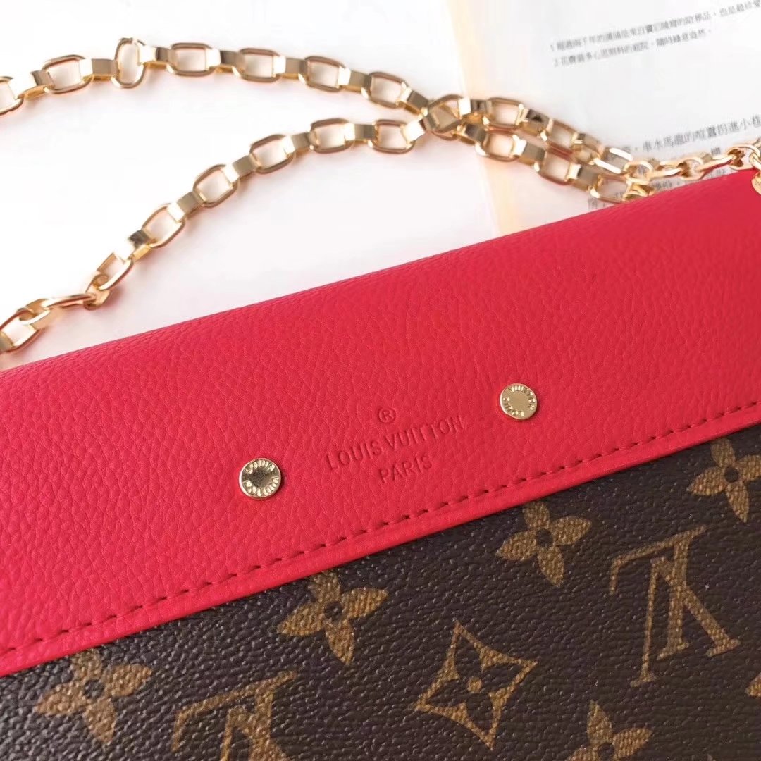 Louis Vuitton M41200 Monogram Pallas Chain Shoulder Bags Red