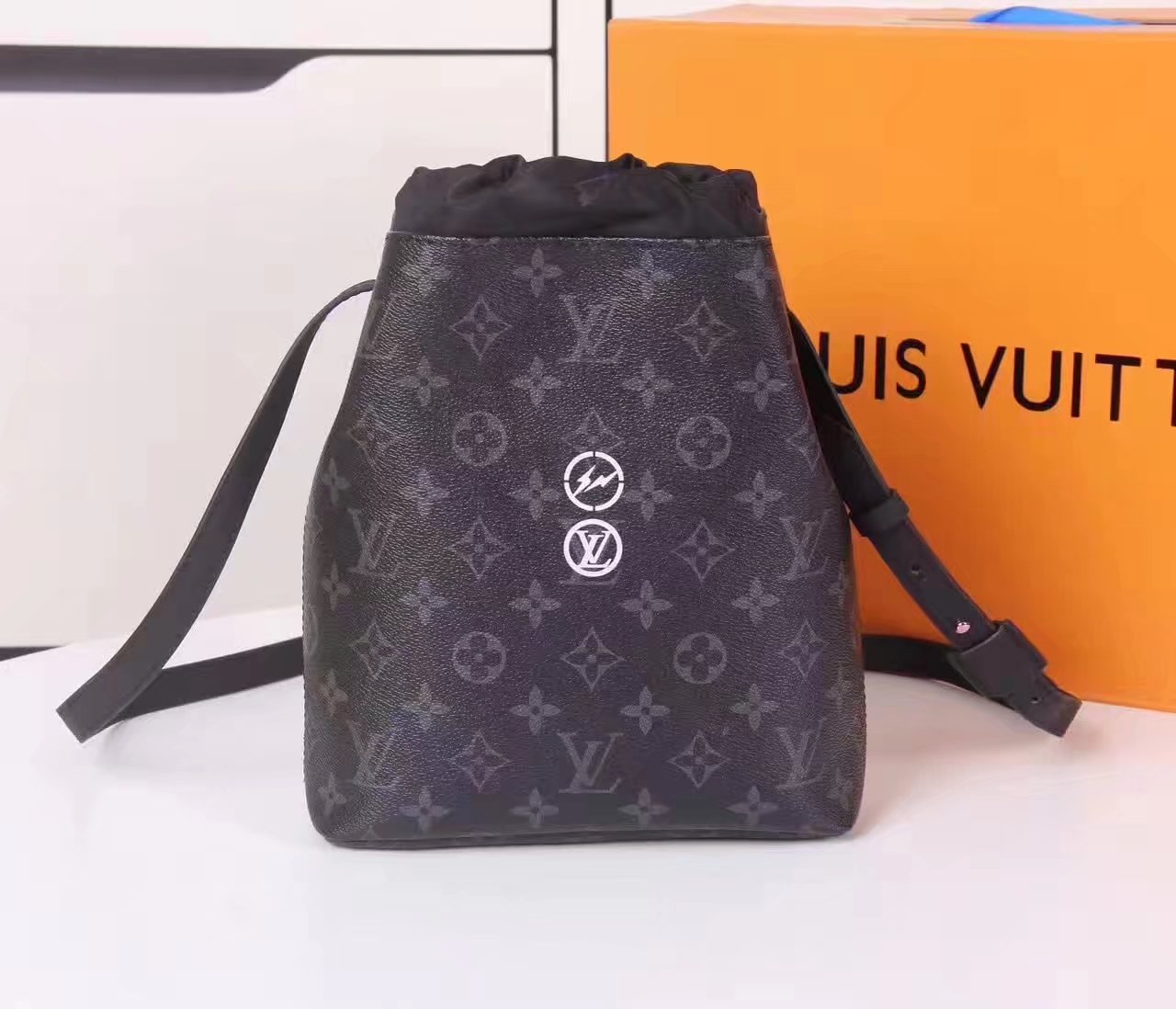 Louis Vuitton M43418 Paired with Fragment Design Shoulder Bag Monogram Eclipse Coated Canvas