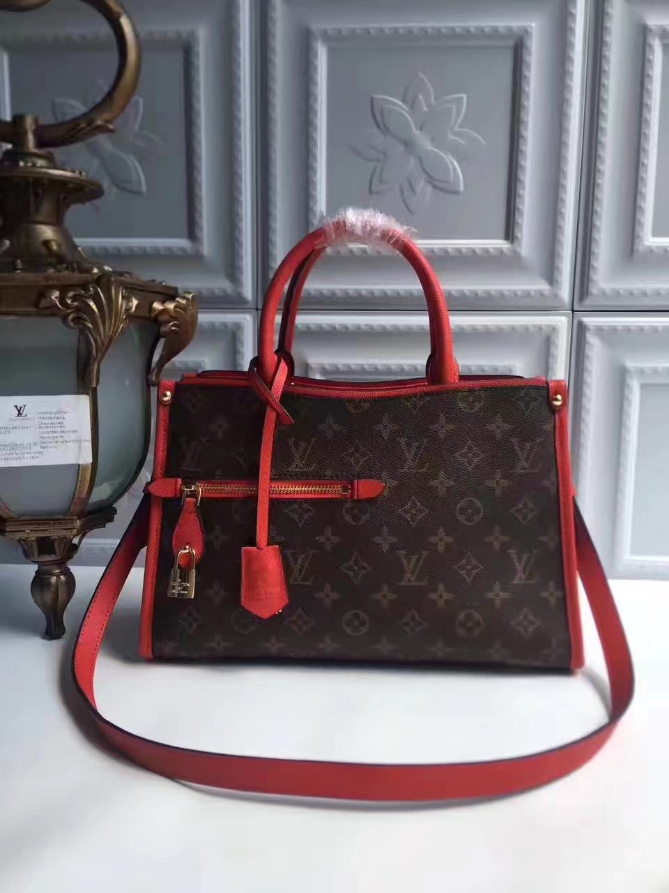 Louis Vuitton M43433 Popincourt PM Monogram Coated Canvas Red