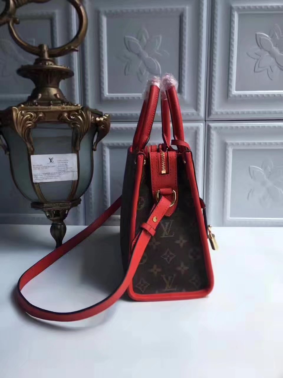 Louis Vuitton M43433 Popincourt PM Monogram Coated Canvas Red