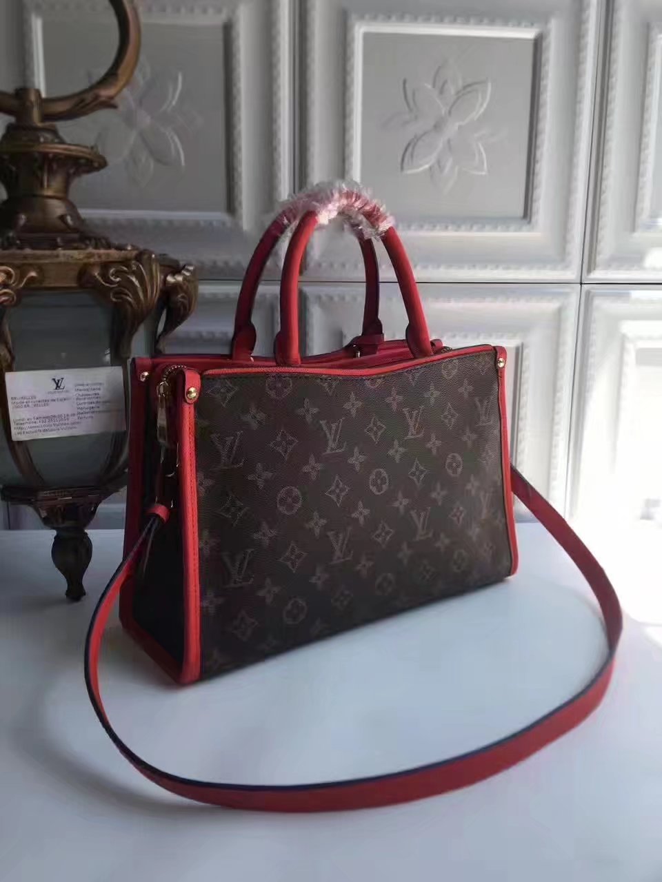 Louis Vuitton M43433 Popincourt PM Monogram Coated Canvas Red