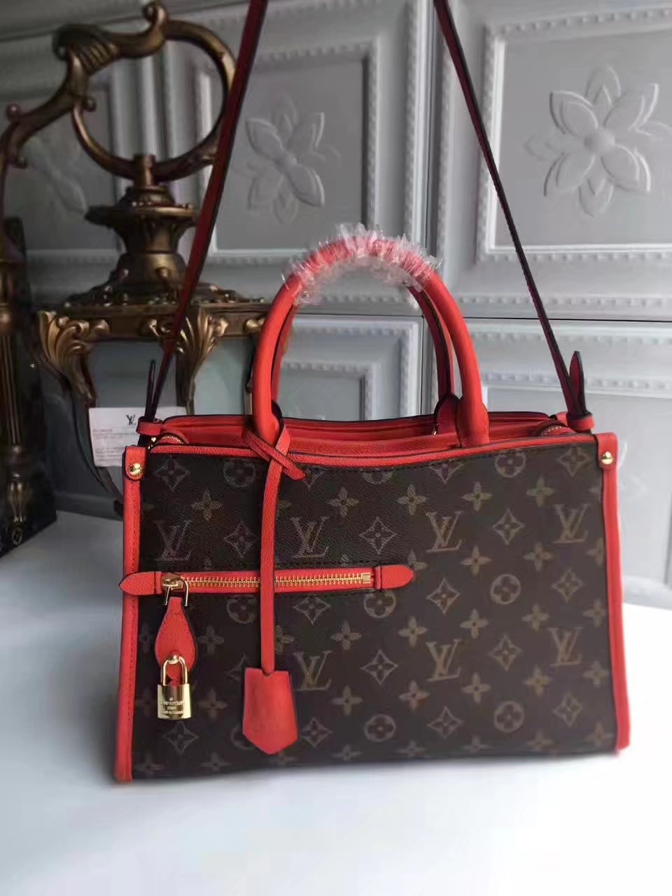 Louis Vuitton M43433 Popincourt PM Monogram Coated Canvas Red