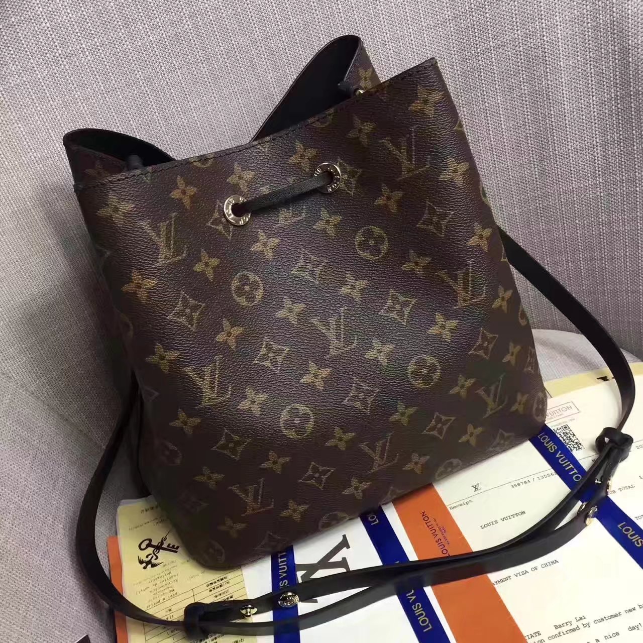 Louis Vuitton M44022 Monogram Coated Canvas Neonoe Bag Black