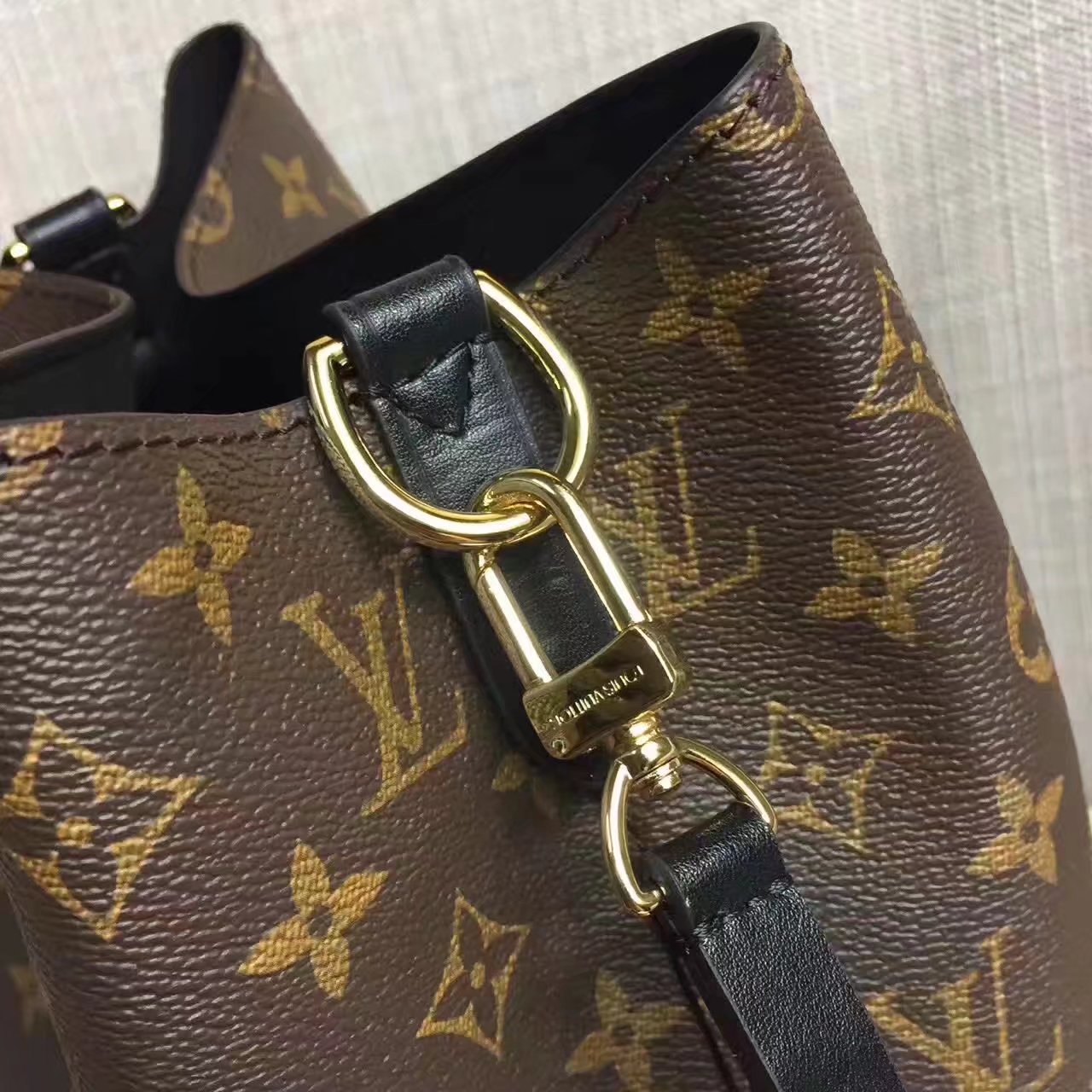 Louis Vuitton M44022 Monogram Coated Canvas Neonoe Bag Black