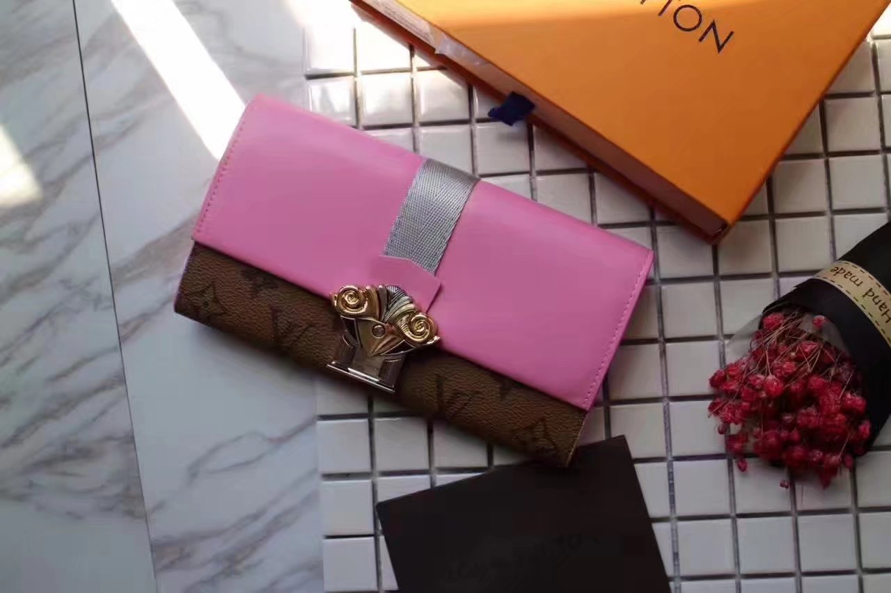 Louis Vuitton M44101 Women Column Clutch Monogram and Pink Leather