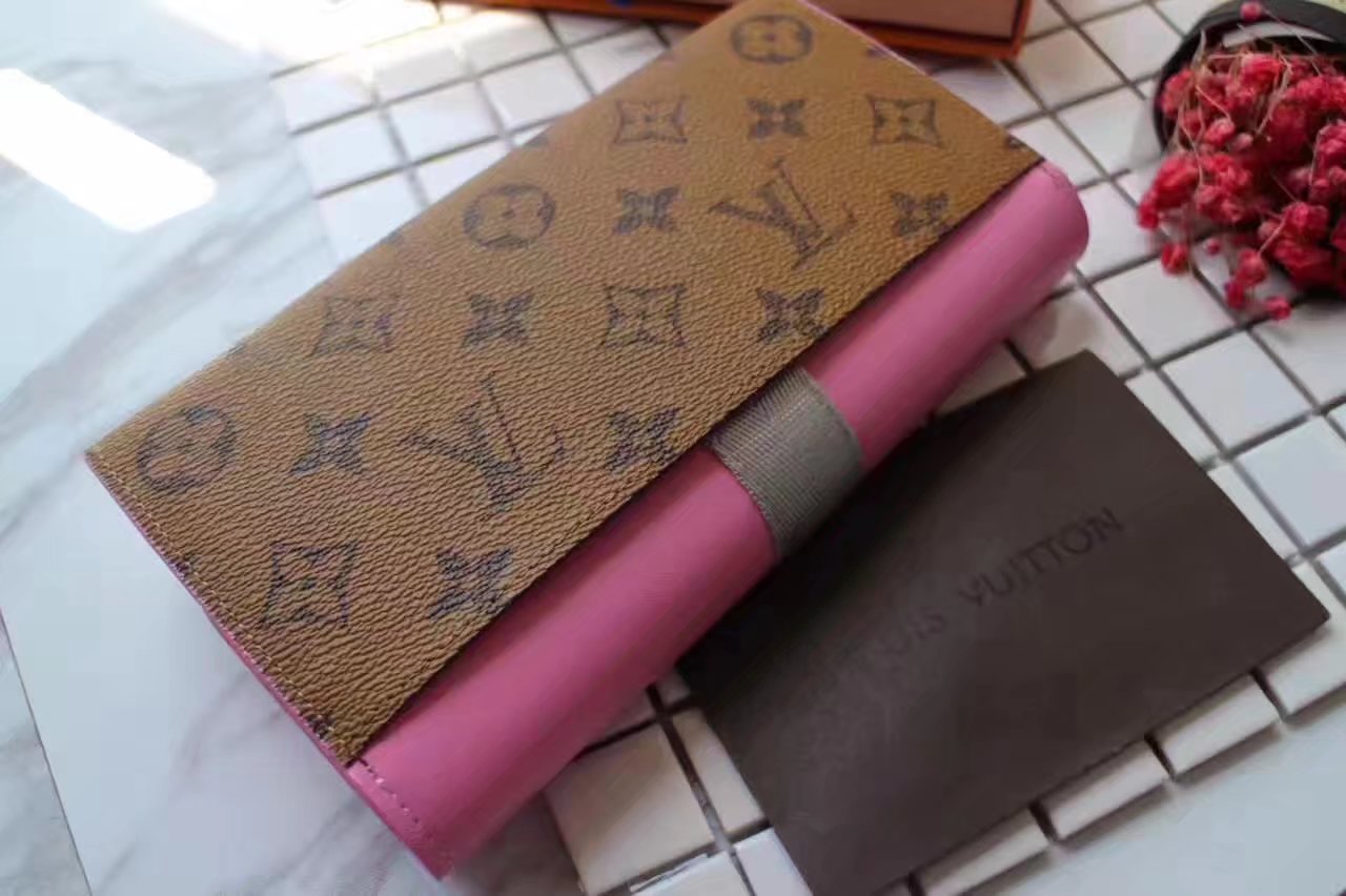 Louis Vuitton M44101 Women Column Clutch Monogram and Pink Leather