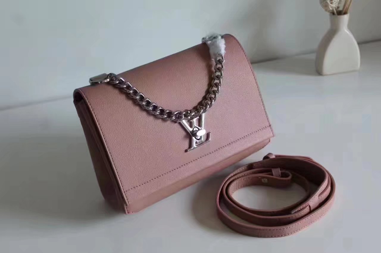 Louis Vuitton M51201Lockme II BB Rose Ballerine Soft calf leather