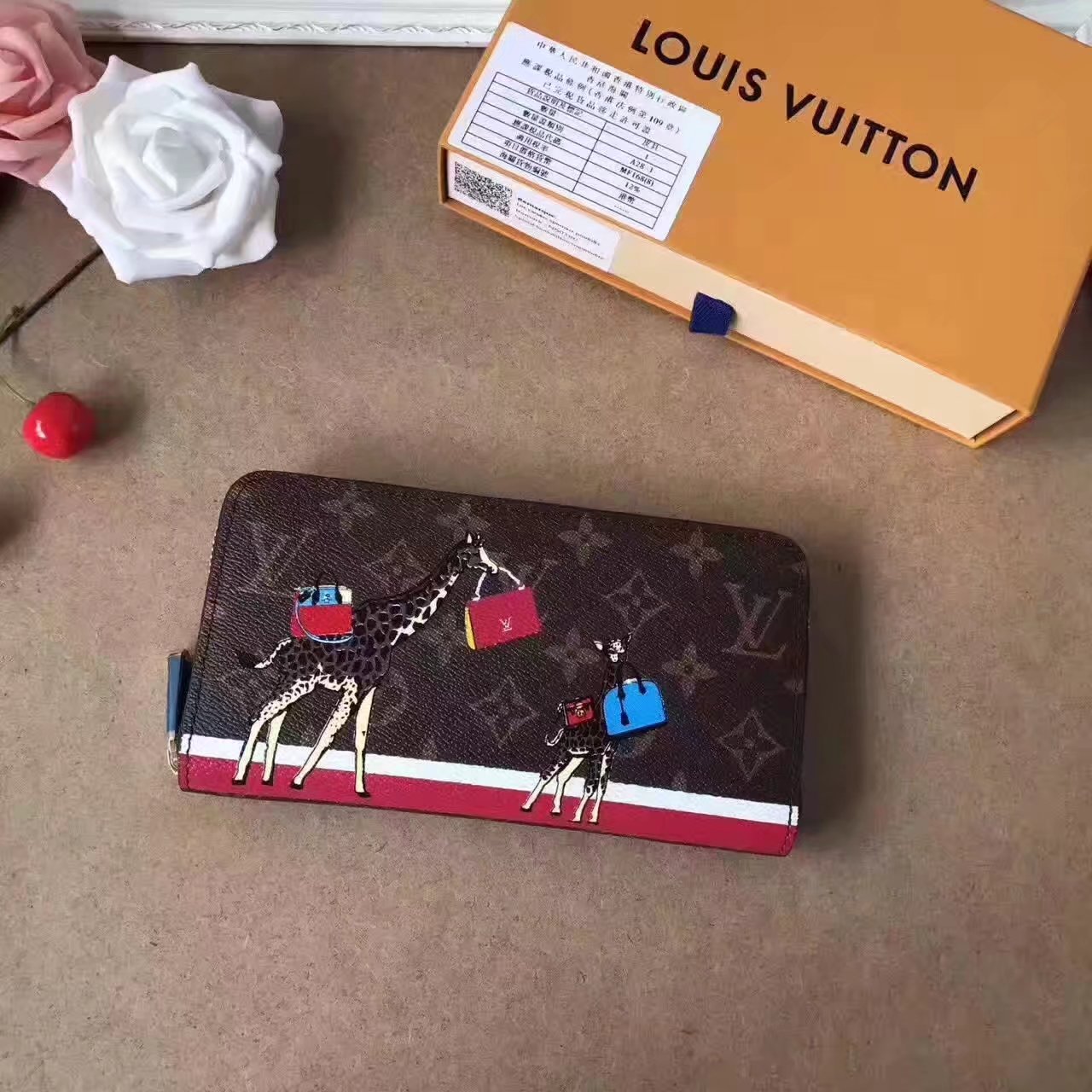 Louis Vuitton M60017-1 Hotel Stickers Zippy Wallet in Monogram Coated Canvas