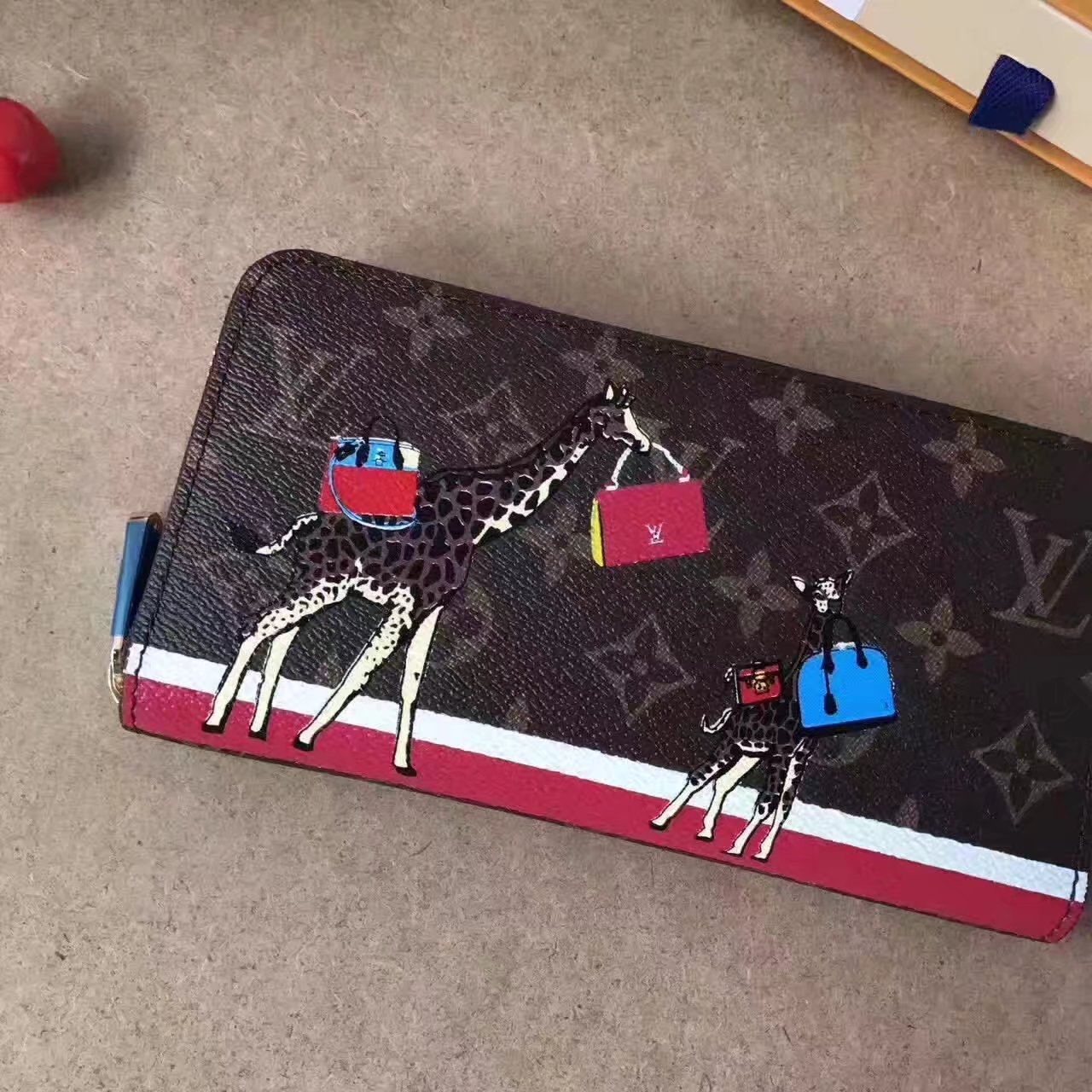 Louis Vuitton M60017-1 Hotel Stickers Zippy Wallet in Monogram Coated Canvas