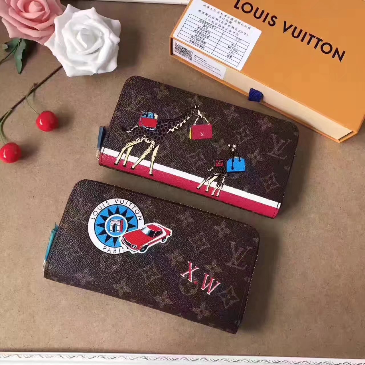 Louis Vuitton M60017-1 Hotel Stickers Zippy Wallet in Monogram Coated Canvas