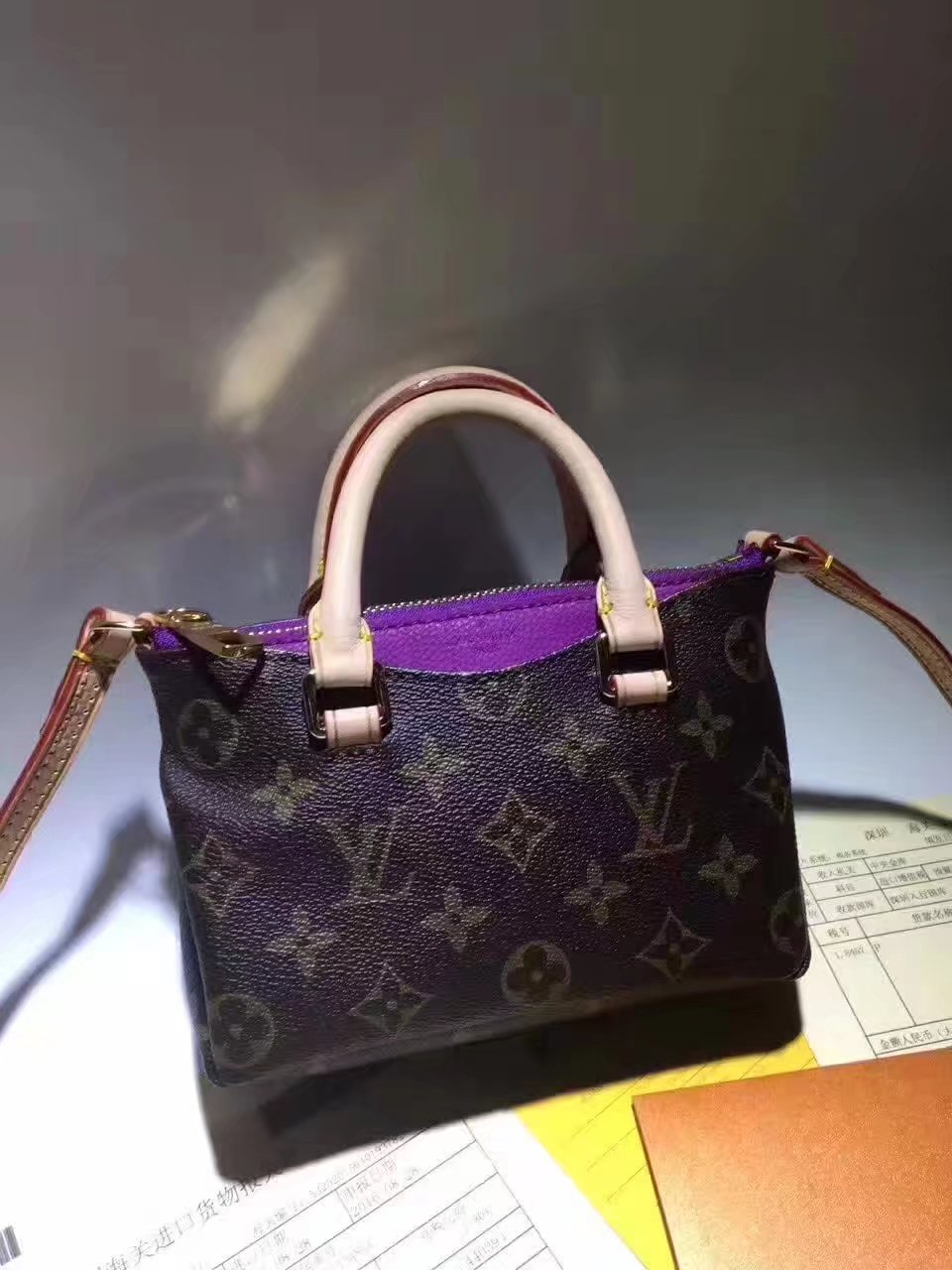 Louis Vuitton M61254 Nano Pallas Monogram Shoulder Bag Purple