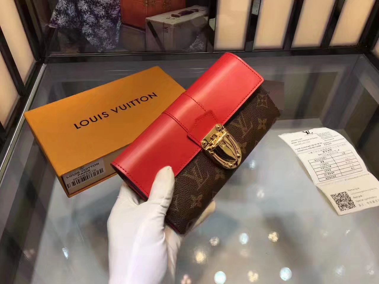 Louis Vuitton M61838 Pallas Wallet Monogram Canvas Leather Red