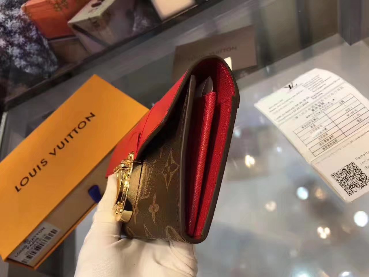 Louis Vuitton M61838 Pallas Wallet Monogram Canvas Leather Red