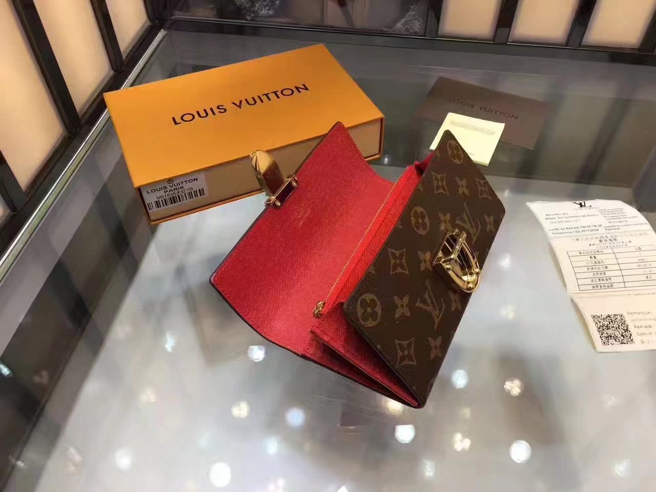 Louis Vuitton M61838 Pallas Wallet Monogram Canvas Leather Red