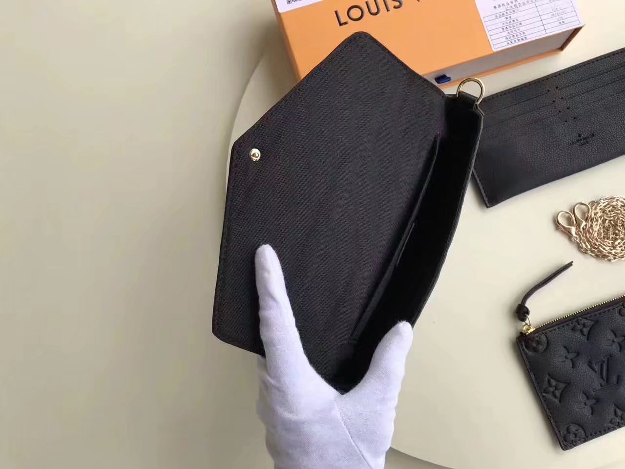 Louis Vuitton M64064 Pochette Felicie Noir Monogram Empreinte Leather