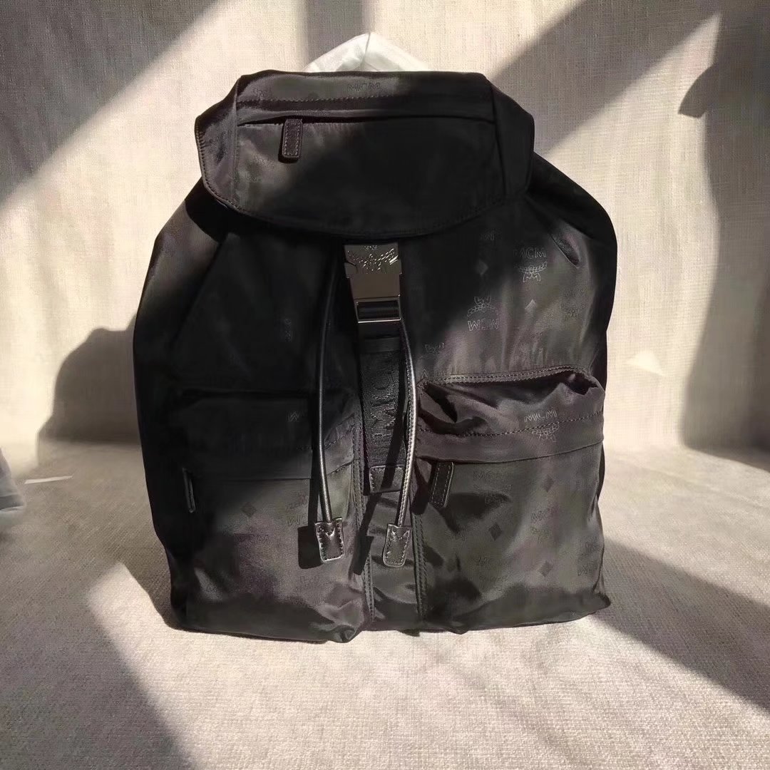 MCM Dieter Two Pocket Backpack In Monogrammed Nylon