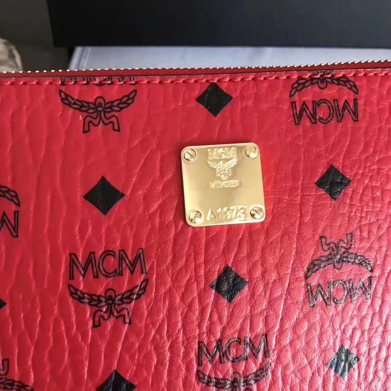 MCM Stark Pouch With Wristlet Red