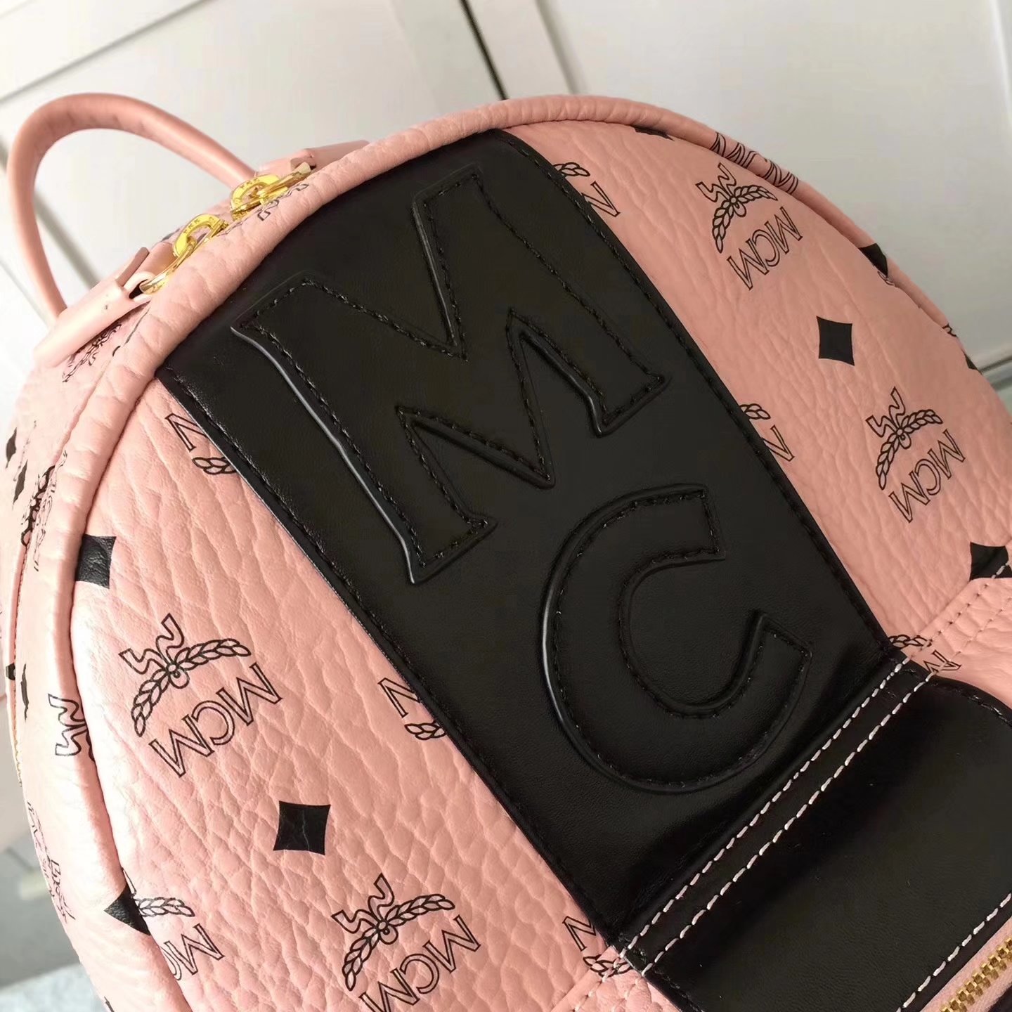 MCM Women Visetos Stark Strip Backpack Pink