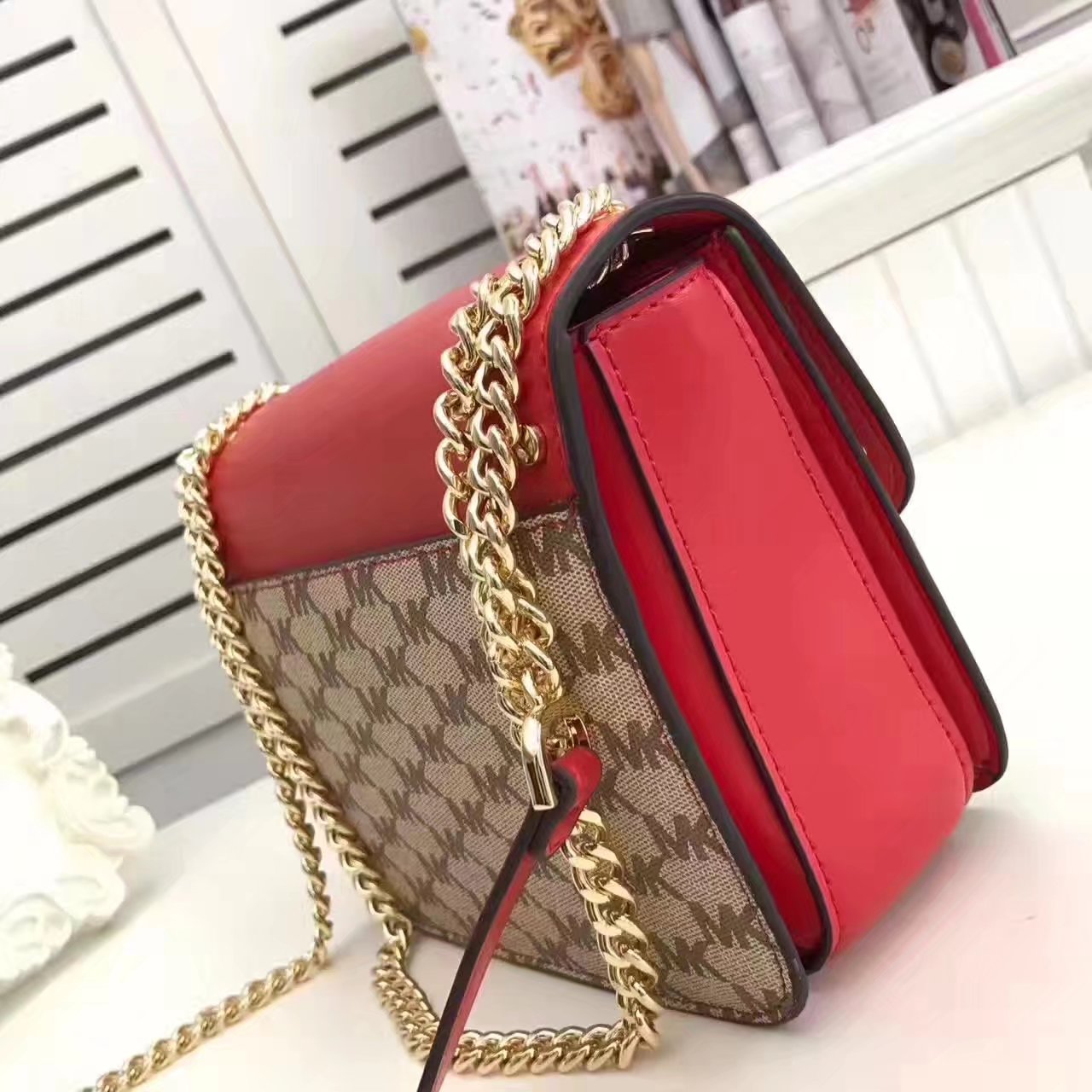 Michael Koes Sloan Editor Chain Shoulder Bag Red