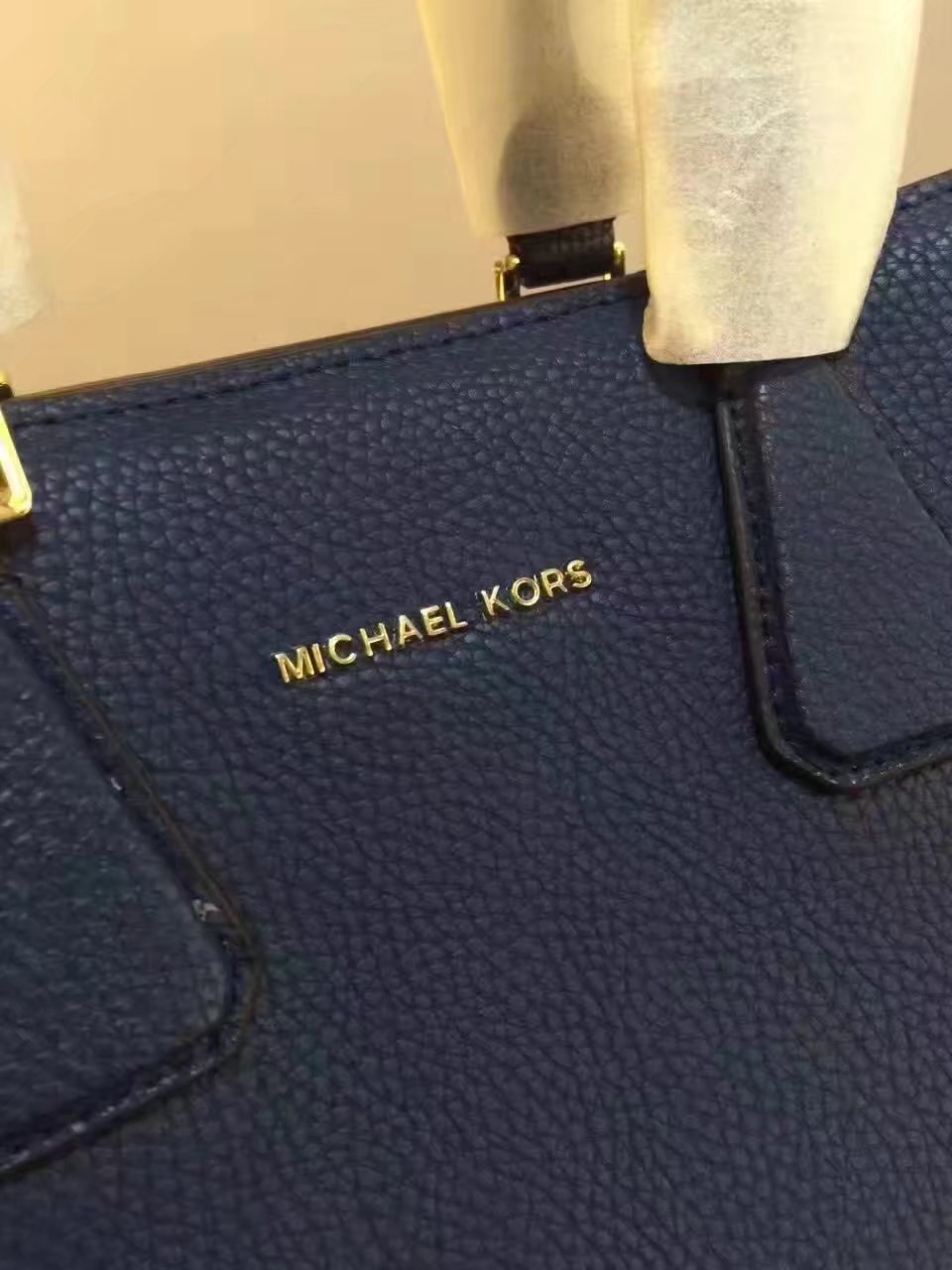 Michael Kors Mercer Large Color-Block Patent Leather Blue