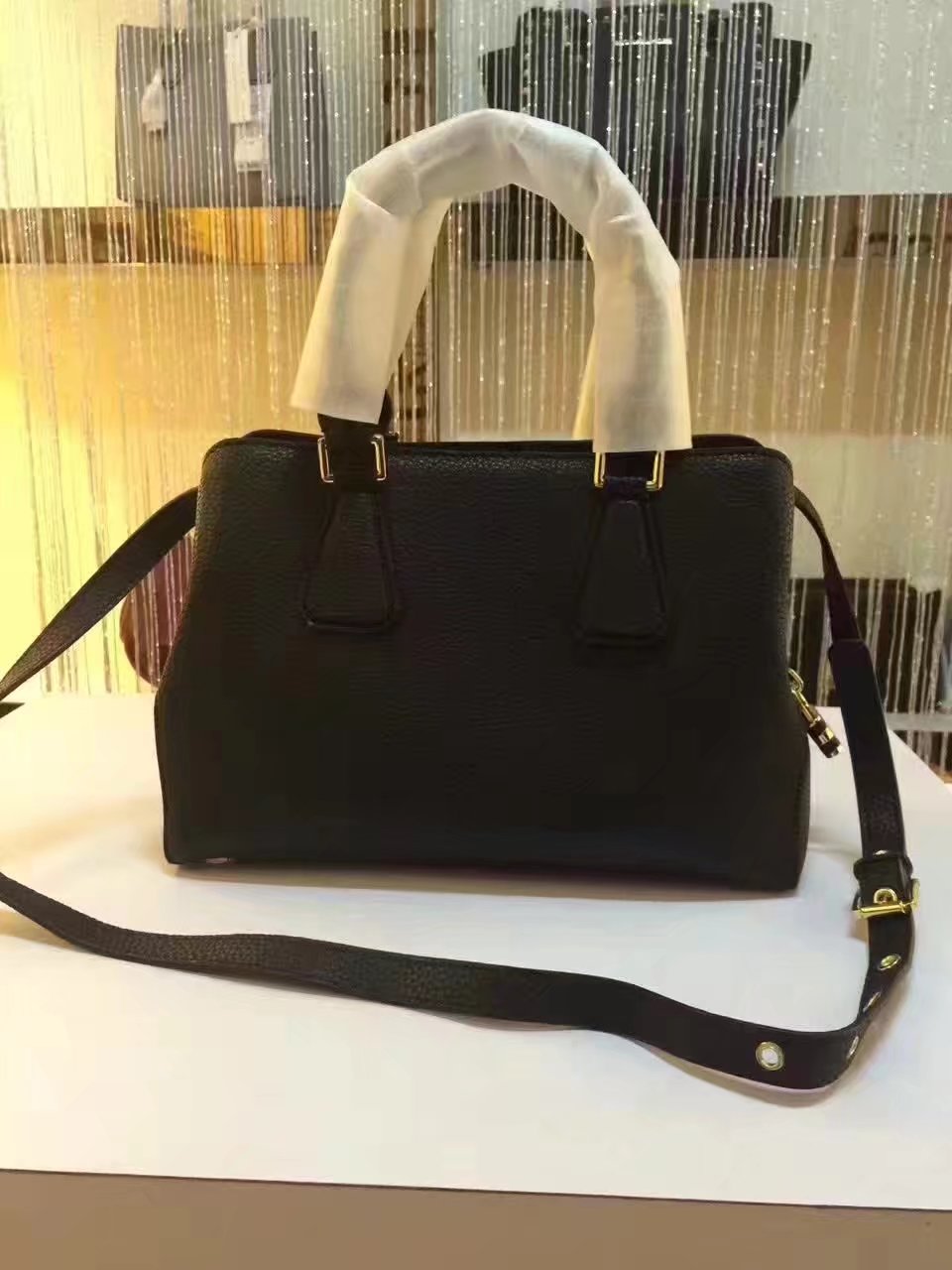 Michael Kors Mercer Large Color-Block Patent Leather Tote Black