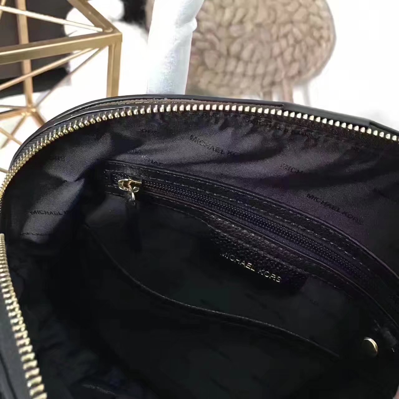 Michael Kors Mercer Large Leather Dome Satchel Black