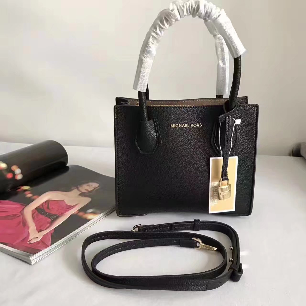 Michael Kors Mercer Leather Crossbody Black