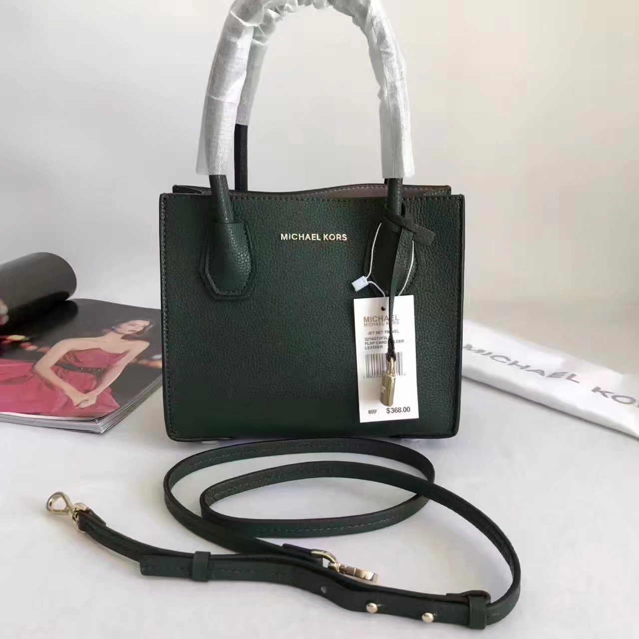 Michael Kors Mercer Leather Crossbody Green