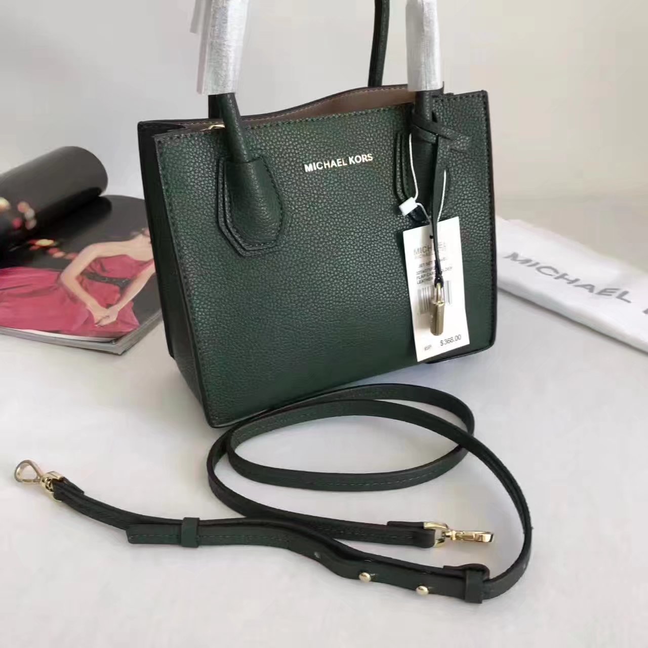 Michael Kors Mercer Leather Crossbody Green