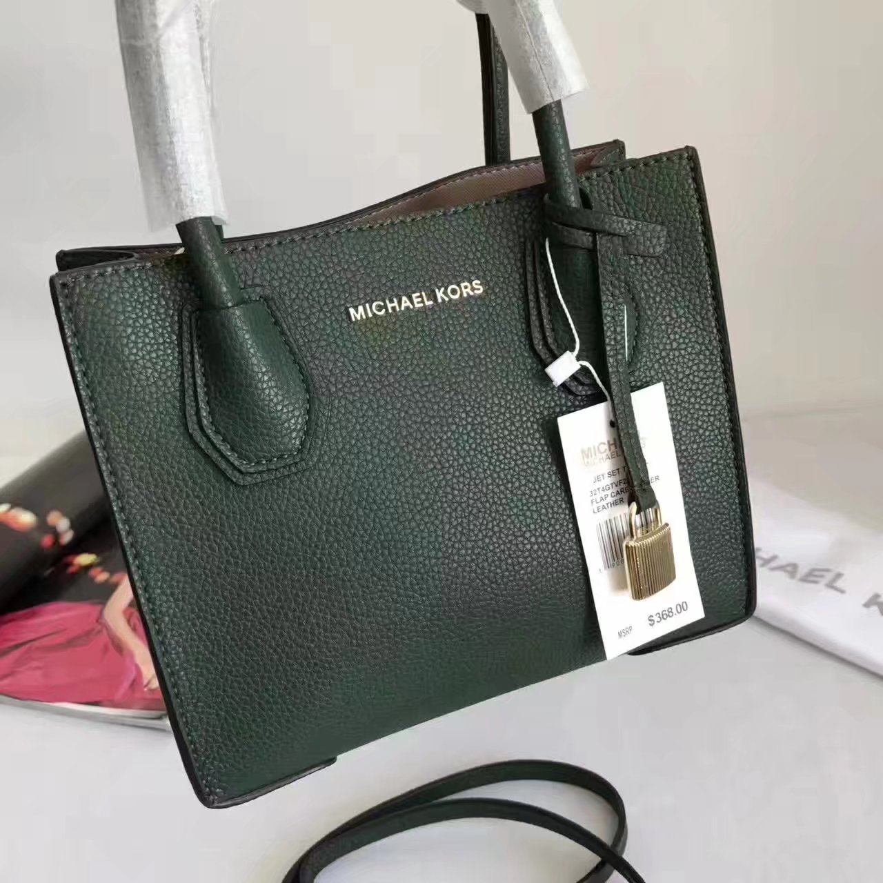 Michael Kors Mercer Leather Crossbody Green