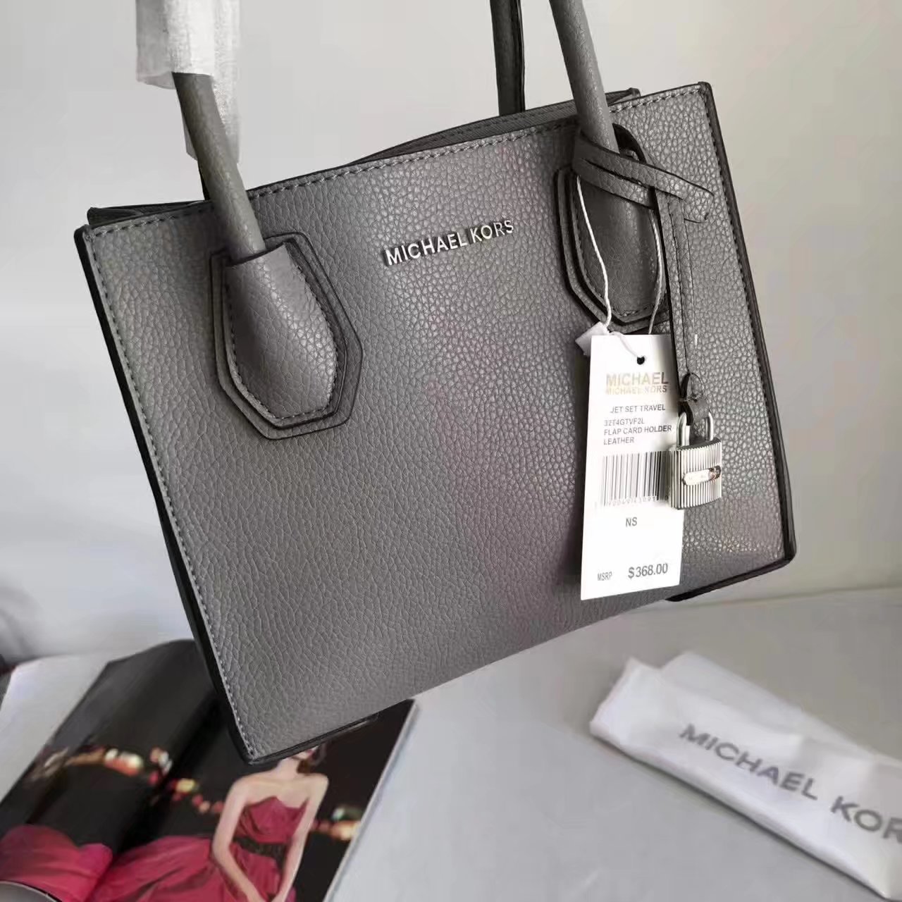 Michael Kors Mercer Leather Crossbody Grey